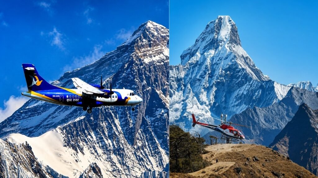 mountain flight vs helipter tour in everest